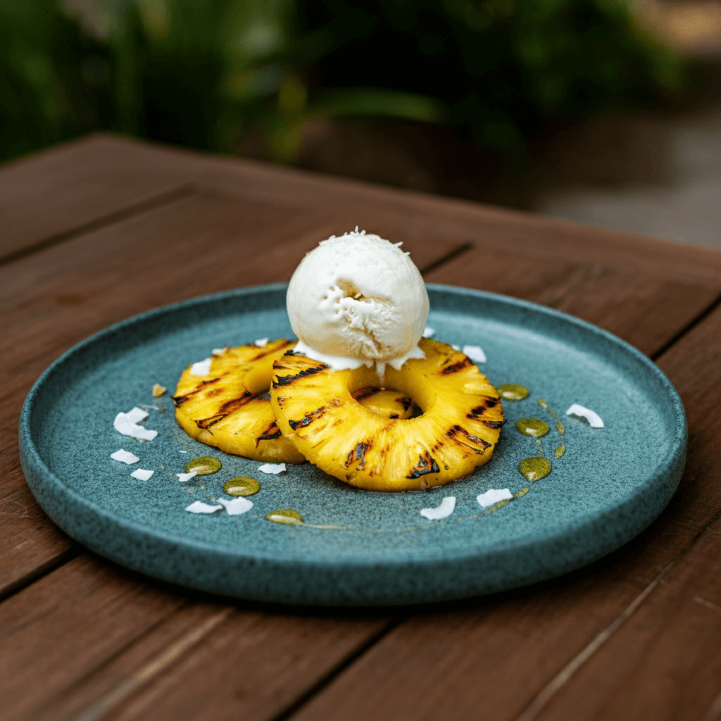 GrillProfiseu gegrillte Ananas mit Kokoseis
